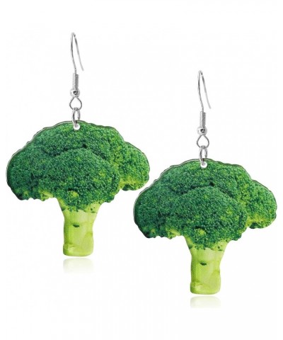 Cute Funny Lightweight Acrylic Vivid Broccoli Vegetables Dangle Drop Earrings for Women Girls Children Statement Jewelry Gift...