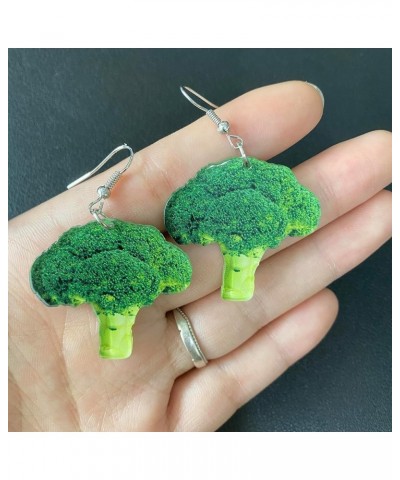 Cute Funny Lightweight Acrylic Vivid Broccoli Vegetables Dangle Drop Earrings for Women Girls Children Statement Jewelry Gift...