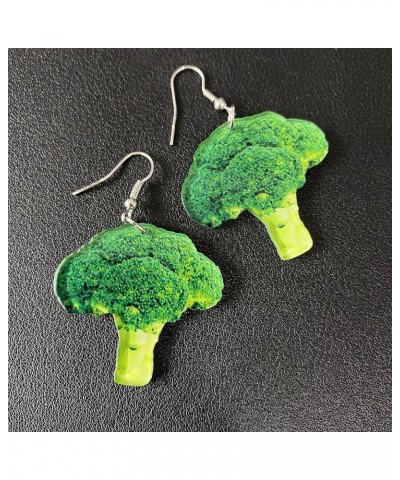 Cute Funny Lightweight Acrylic Vivid Broccoli Vegetables Dangle Drop Earrings for Women Girls Children Statement Jewelry Gift...