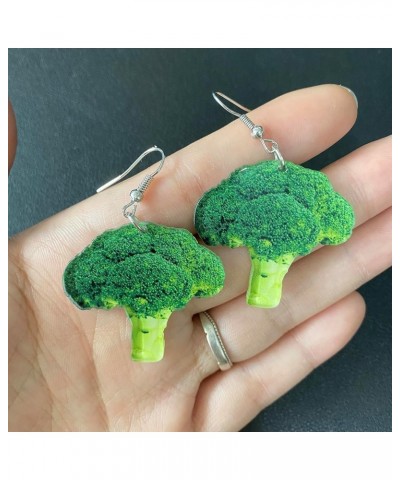 Cute Funny Lightweight Acrylic Vivid Broccoli Vegetables Dangle Drop Earrings for Women Girls Children Statement Jewelry Gift...