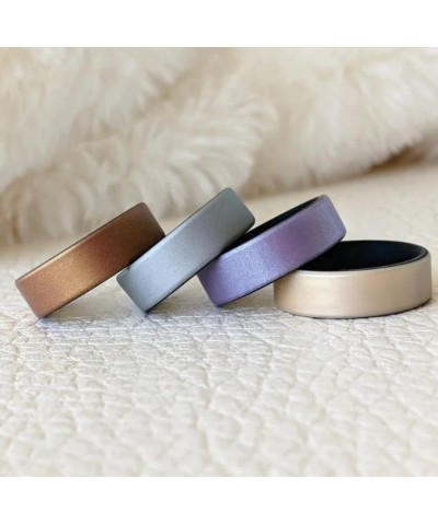 2-Toned Silicone Rings - Breathable Comfort Fit in 6mm Bandwidth Cosmic Purple Black 8 $15.29 Rings