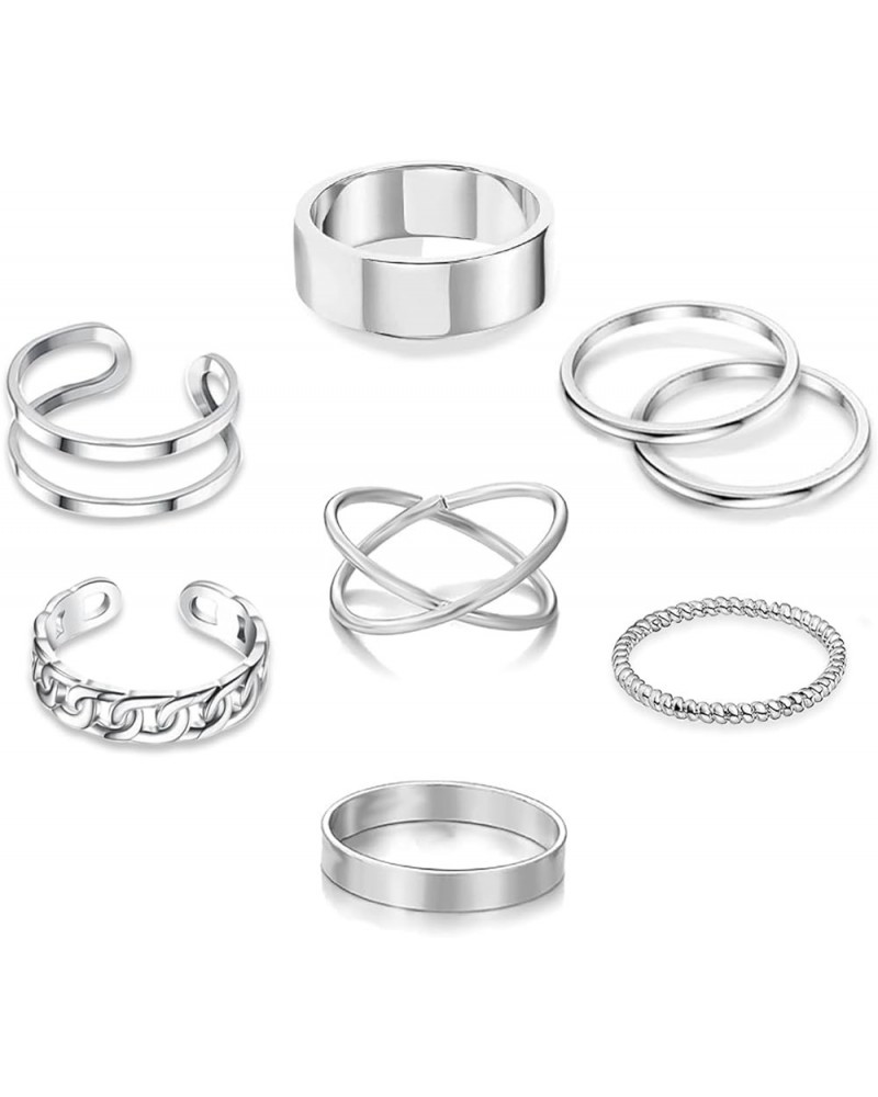 15/17 PCS Silver Knuckle Rings for Women Stainless Steel Rings Set Silver Stackable Rings Midi Ring Knuckle Rings Adjustable ...