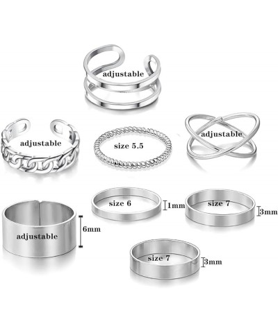 15/17 PCS Silver Knuckle Rings for Women Stainless Steel Rings Set Silver Stackable Rings Midi Ring Knuckle Rings Adjustable ...