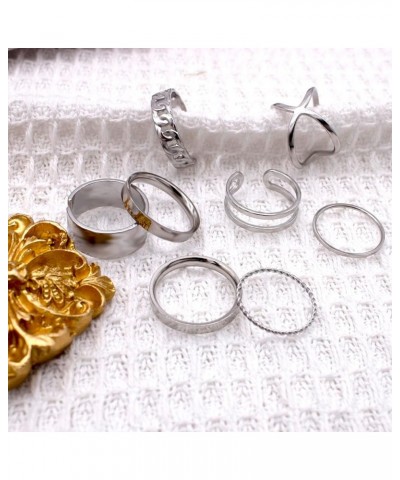 15/17 PCS Silver Knuckle Rings for Women Stainless Steel Rings Set Silver Stackable Rings Midi Ring Knuckle Rings Adjustable ...