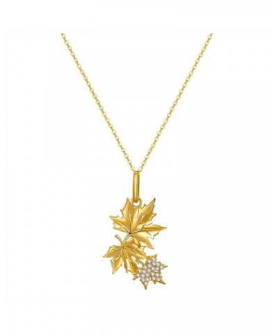 Necklaces for Women 925 Sterling Silver Gold Necklace Maple Leaf Pendant Autumn Silver Jewelry Fall Leaf Cute Statement Gift ...