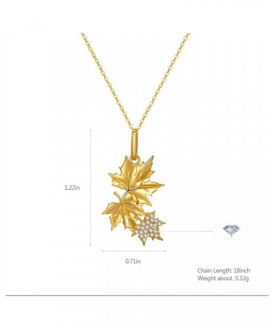 Necklaces for Women 925 Sterling Silver Gold Necklace Maple Leaf Pendant Autumn Silver Jewelry Fall Leaf Cute Statement Gift ...