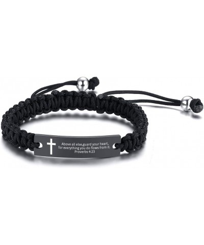 Handmade Braided Religious Inspirational Bible Engraved Cross Bracelets Bible Verse Macrame Wristband for Men Women,Faith Bra...