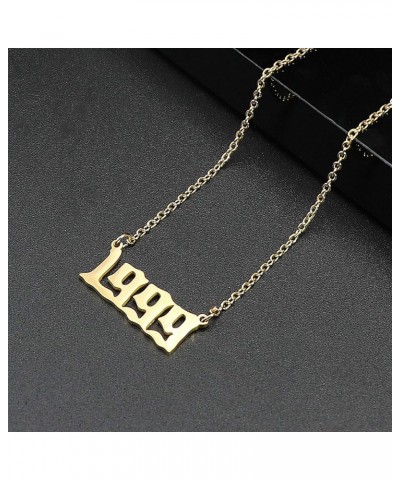 Personalized Birth year necklace Birthday Gift for Women and Girl Old English Arabic Mumerals Gold Plated Necklace 1999 $7.65...