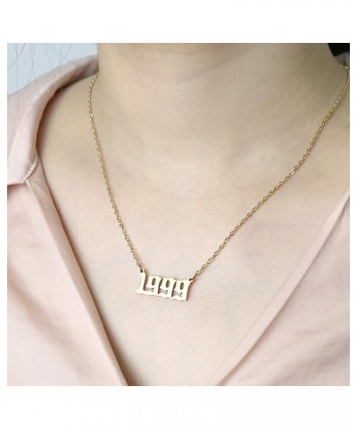 Personalized Birth year necklace Birthday Gift for Women and Girl Old English Arabic Mumerals Gold Plated Necklace 1999 $7.65...