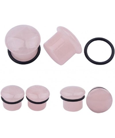 Single Flared Rose Rose Quartz Ear Gauges Plugs Tunnels Expanders Natural Stone Earrings Piercing Jewelry (0g(8mm)) $7.97 Bod...