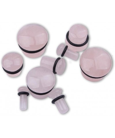 Single Flared Rose Rose Quartz Ear Gauges Plugs Tunnels Expanders Natural Stone Earrings Piercing Jewelry (0g(8mm)) $7.97 Bod...