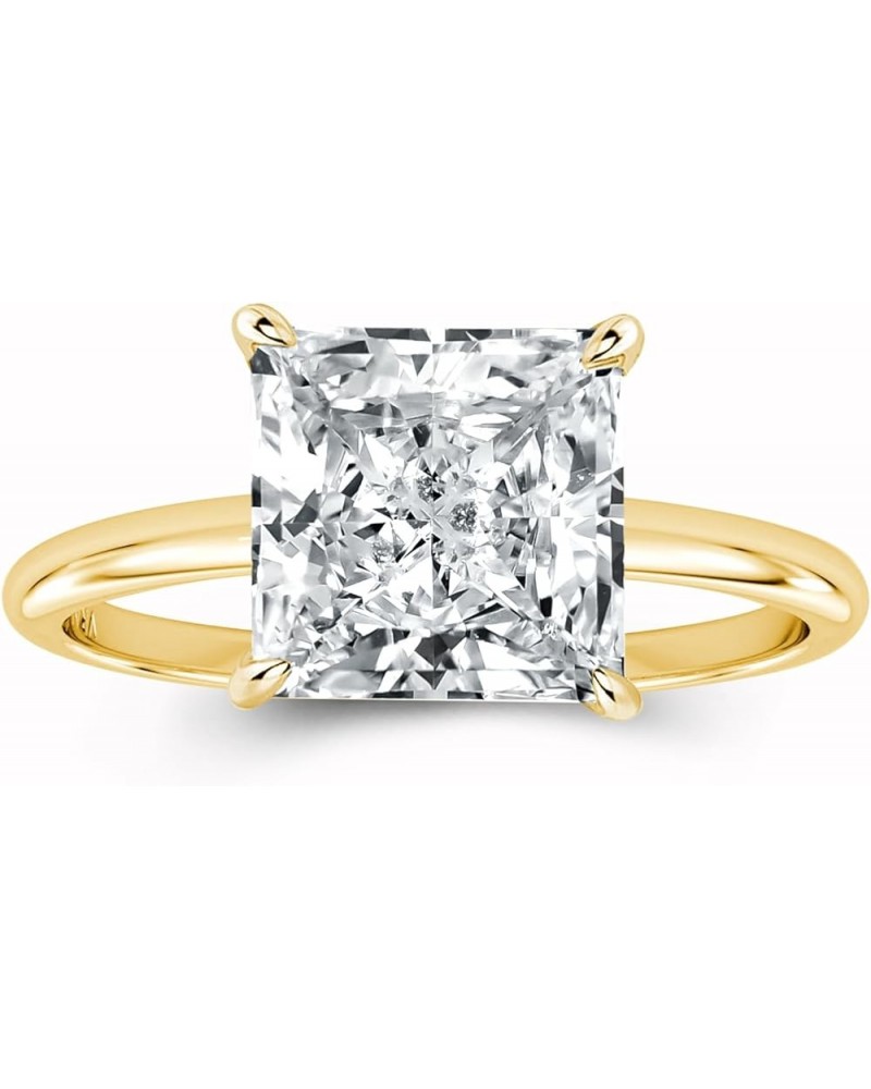 4CT Solitaire Princess Cut Engagement Ring,18K Yellow Gold Plated 925 Sterling Silver Promise Ring 7 Yellow Gold $25.60 Rings