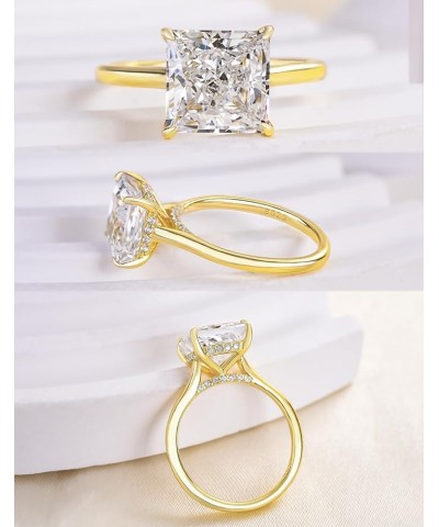 4CT Solitaire Princess Cut Engagement Ring,18K Yellow Gold Plated 925 Sterling Silver Promise Ring 7 Yellow Gold $25.60 Rings