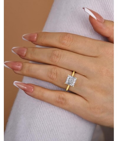 4CT Solitaire Princess Cut Engagement Ring,18K Yellow Gold Plated 925 Sterling Silver Promise Ring 7 Yellow Gold $25.60 Rings