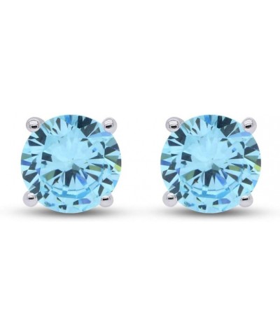 Round Shape Stud Earrings In 14K White Gold Over Sterling Silver (1.5 Ct) Simulated aquamarine $16.10 Earrings