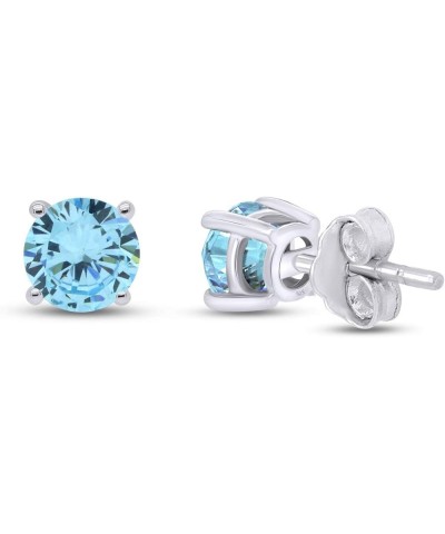 Round Shape Stud Earrings In 14K White Gold Over Sterling Silver (1.5 Ct) Simulated aquamarine $16.10 Earrings