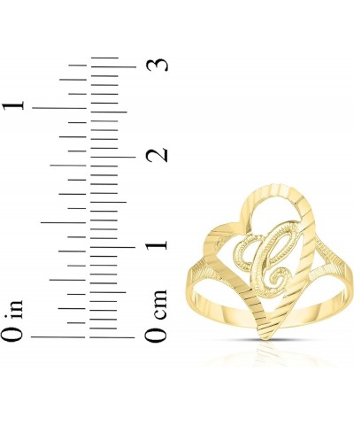 10k Yellow Gold Small Medium or Large A-Z Cursive initial Letter Heart Ring V-Small $83.48 Others