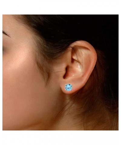 Round Shape Stud Earrings In 14K White Gold Over Sterling Silver (1.5 Ct) Simulated aquamarine $16.10 Earrings