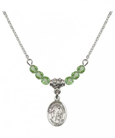 August Birth Month Bead Necklace with Catholic Patron Saint Petite Charm, 18 Inch Guardian Angel $33.24 Necklaces