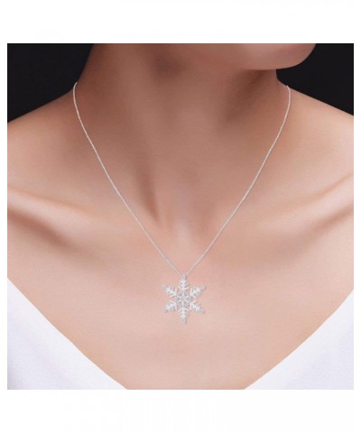 1/5 Carat Round Cut Natural White Diamond Snowflake Pendant Necklace In 14K Gold Over Sterling Silver Along With 18" Chain Je...