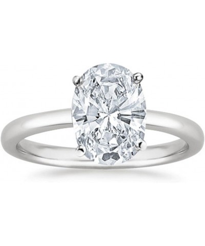 Platinum 1-5 Carat Lab Grown Solitaire Oval Cut IGI Certified Diamond Engagement Ring (D-E Color VS1-VS2 Clarity) 4.0 carats ...