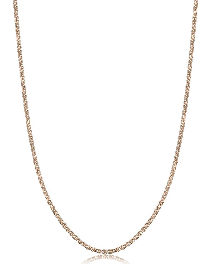 Rose Gold Plated Sterling Silver Round Wheat Chain Necklace (1.5 mm) 16.0 Inches 1.5 mm wide $14.70 Necklaces