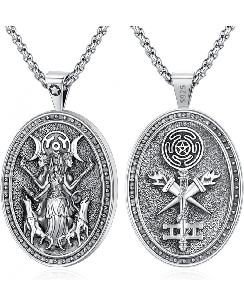 Hecate Necklace Hekate Triple Moon Goddess Pendant Sterling Silver 925 Hecate sigil key Jewelry K-Hecate $26.40 Necklaces