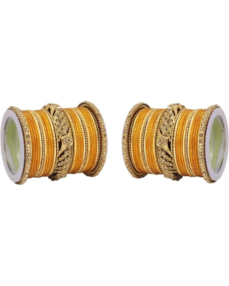 SANARA Ethnic Indian Bollywood Antique Gold Kada Women Traditional Bridal Wedding Wear Bangles Set Jewelry Haldi 2.4 Inches $...