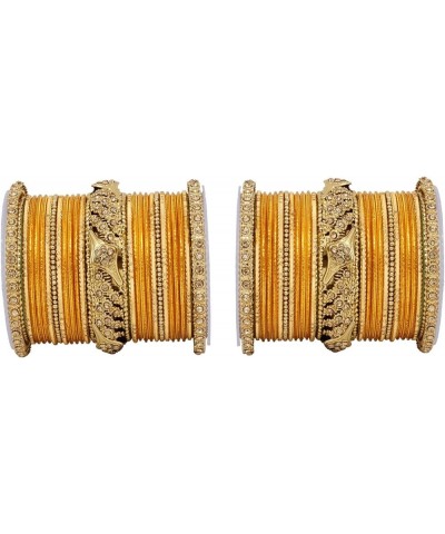 SANARA Ethnic Indian Bollywood Antique Gold Kada Women Traditional Bridal Wedding Wear Bangles Set Jewelry Haldi 2.4 Inches $...