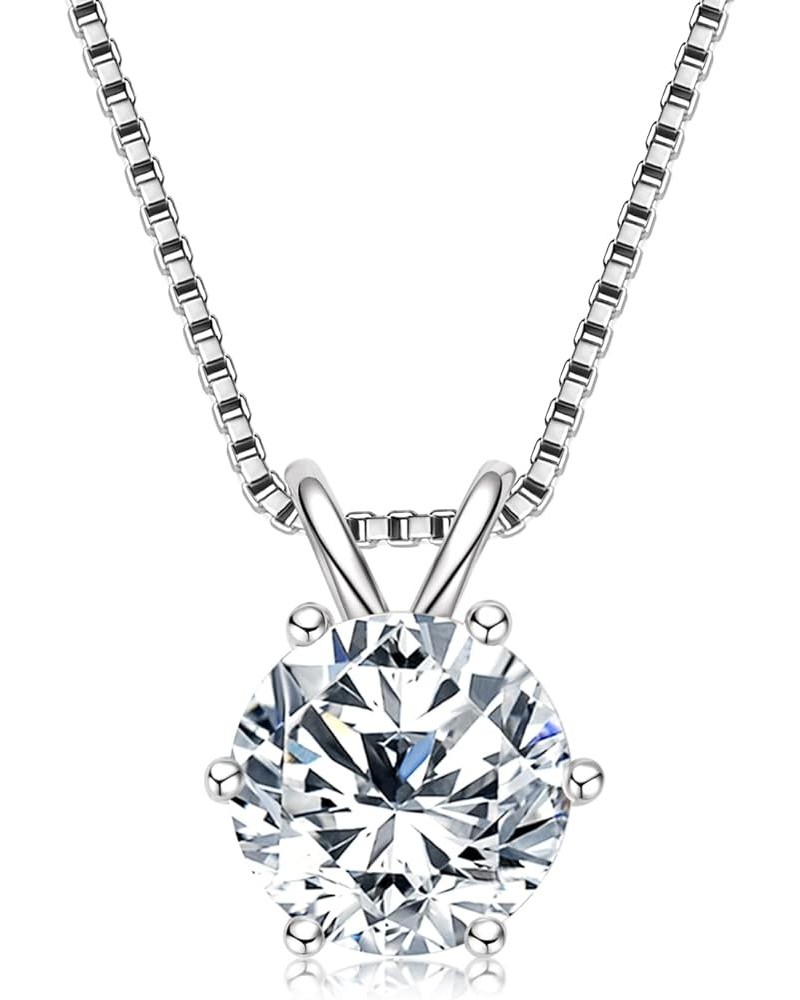 Moissanite Necklace for Women, 0.5-3 CT Solitaire Moissanite Diamond Pendant，18K White Gold Plated 925 Sterling Silver Neckla...