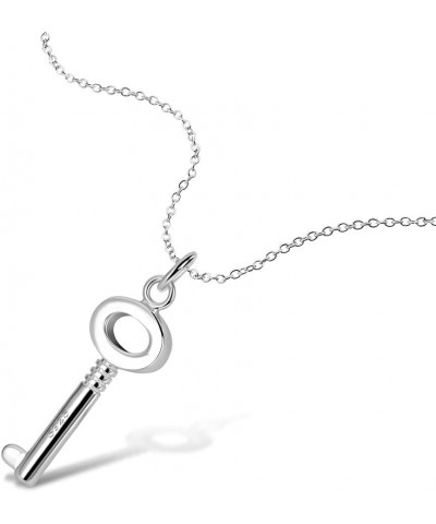 Minimalist 925 Sterling Silver Key Pendant Necklace - Key 1.2 * 0.4 inches - Includes 17-26 inch Snake Chain Jewelry Women Gi...