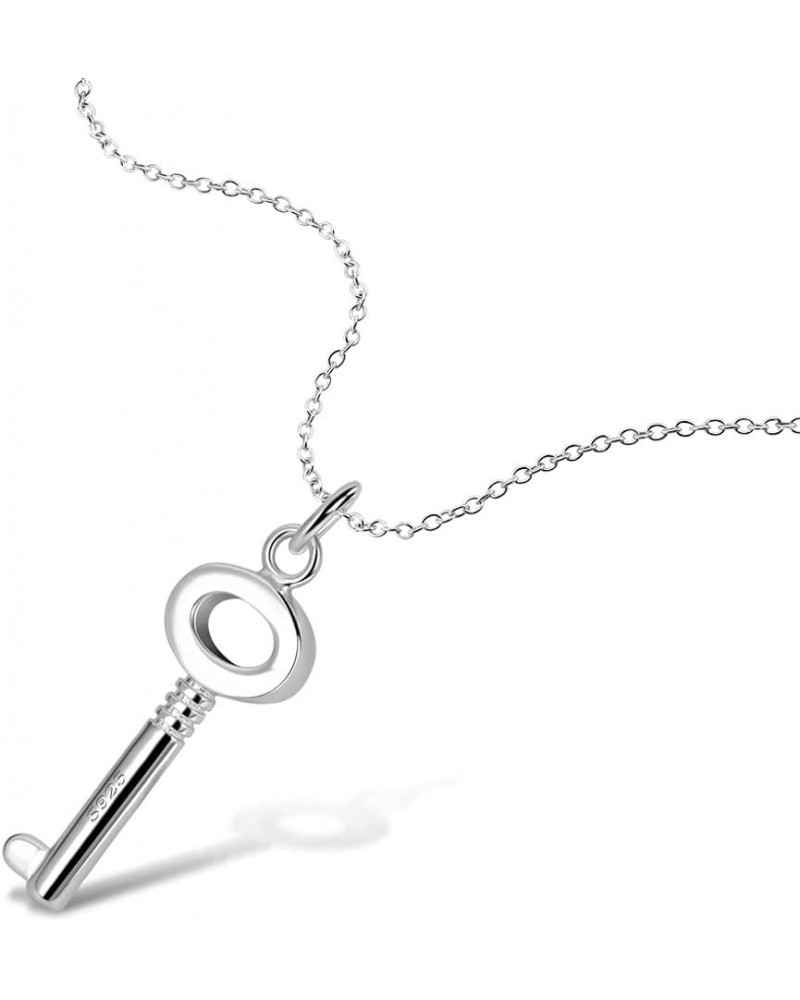 Minimalist 925 Sterling Silver Key Pendant Necklace - Key 1.2 * 0.4 inches - Includes 17-26 inch Snake Chain Jewelry Women Gi...