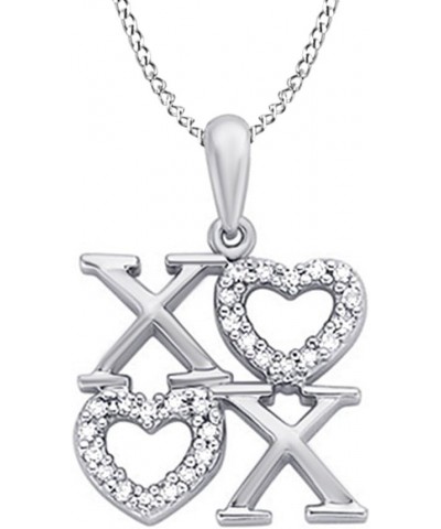 White Natural Diamond XOXO Fashion Pendant Necklace in 14k Gold Over Sterling Silver (0.1 Ct) White-gold-plated-silver $46.17...