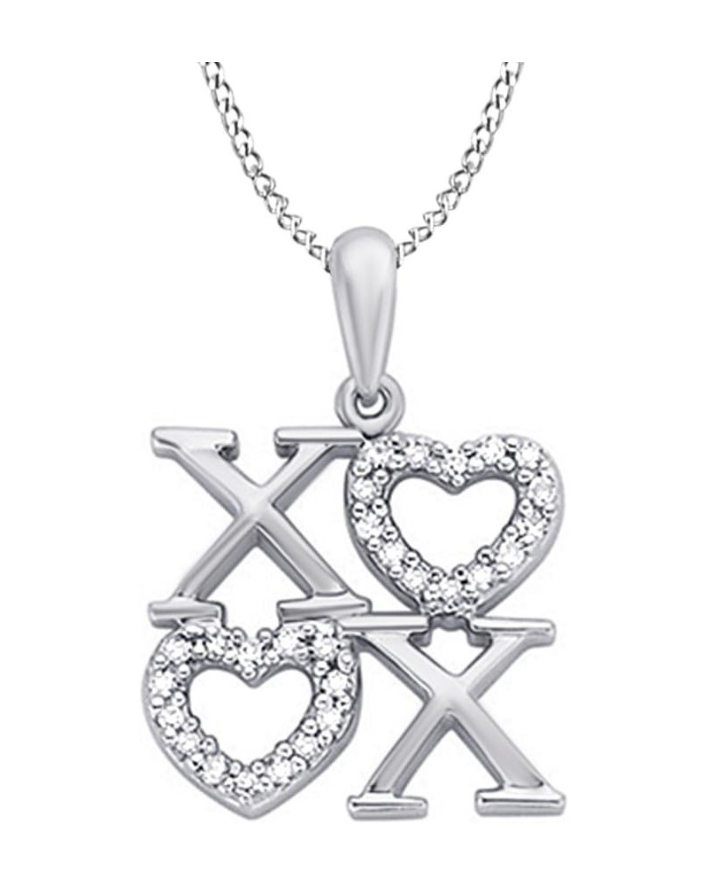 White Natural Diamond XOXO Fashion Pendant Necklace in 14k Gold Over Sterling Silver (0.1 Ct) White-gold-plated-silver $46.17...