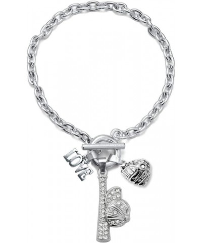 Silver Customized Charm Toggle Bracelet with Cubic Zirconia Jewelry Love 1.0 Carat Hat and Bat $10.00 Bracelets