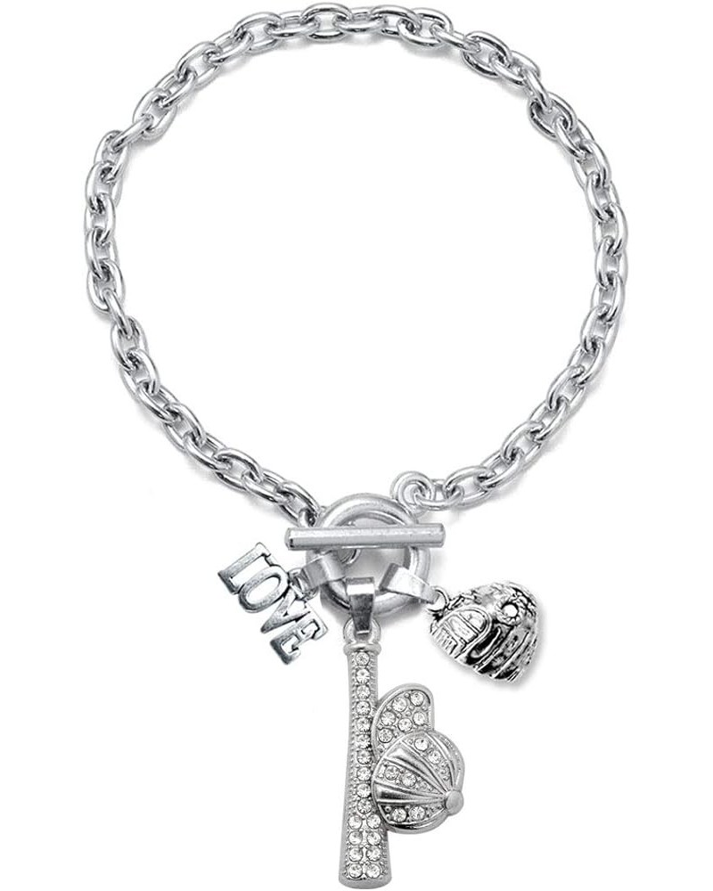 Silver Customized Charm Toggle Bracelet with Cubic Zirconia Jewelry Love 1.0 Carat Hat and Bat $10.00 Bracelets