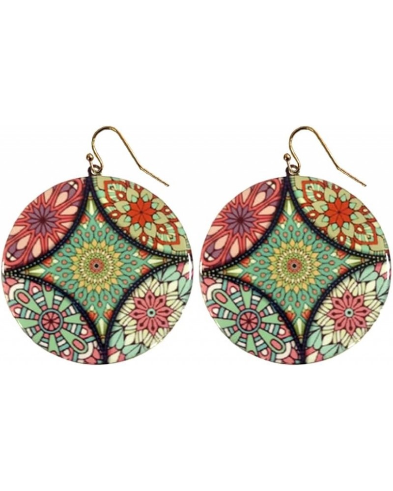 Bohemian Boho Moroccan Trellis Pattern Drop Dangle Earrings for Women – Geometric Print Patterns – with Gift Box Included Rou...