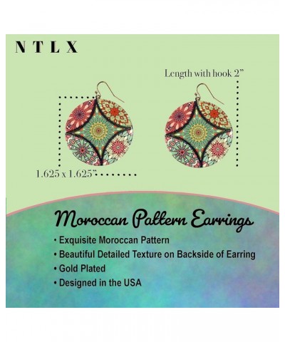 Bohemian Boho Moroccan Trellis Pattern Drop Dangle Earrings for Women – Geometric Print Patterns – with Gift Box Included Rou...