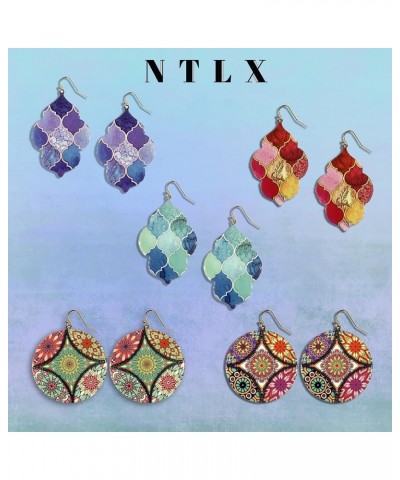 Bohemian Boho Moroccan Trellis Pattern Drop Dangle Earrings for Women – Geometric Print Patterns – with Gift Box Included Rou...