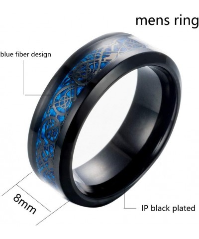 Couple Rings Black Plated Heart Blue Cz Womens Wedding Ring Sets Crown Ring Titanium Man Wedding Bands(Please Buy 2 Rings for...