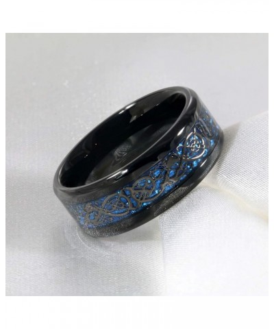 Couple Rings Black Plated Heart Blue Cz Womens Wedding Ring Sets Crown Ring Titanium Man Wedding Bands(Please Buy 2 Rings for...