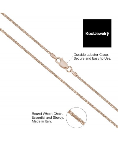 Rose Gold Plated Sterling Silver Round Wheat Chain Necklace (1.5 mm) 16.0 Inches 1.5 mm wide $14.70 Necklaces