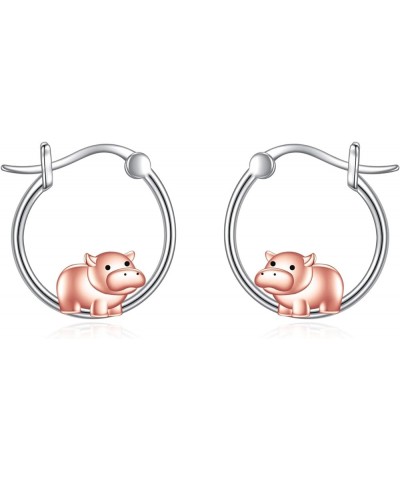 Animals Hoop Earrings for Women S925 Sterling Silver Dog/Fox/Sheep/Cat/Bee/Axolotl/Pig/Panda/Koala/Raccoon Earrings Jewelry G...