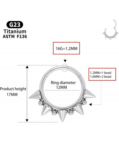 14G 16G Septum Jewelry G23 Titanium Septum Rings Spiked Cartilage Helix Earrings Hinged Segment Seamless Clicker Nose Rings D...