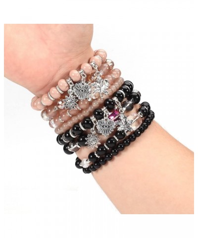 Bohemian Bracelets for Women Stretch Multilayer Colorful Beads Bracelet with Charm Jewelry Multi-U $8.78 Bracelets