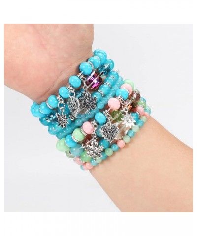 Bohemian Bracelets for Women Stretch Multilayer Colorful Beads Bracelet with Charm Jewelry Multi-U $8.78 Bracelets