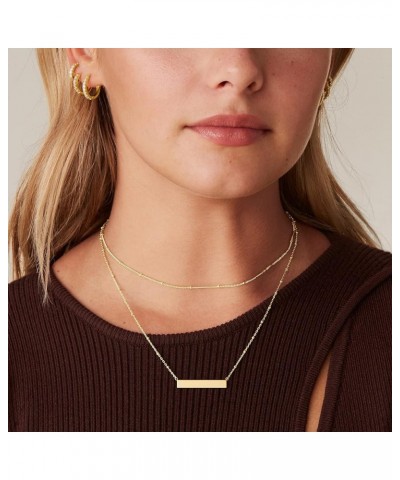 14K Gold Plated Layering Necklaces | Stylish Minimalist Design Pendant Necklaces | Bar, Lotus, Disc, Dog Tag, Horizontal Bar ...