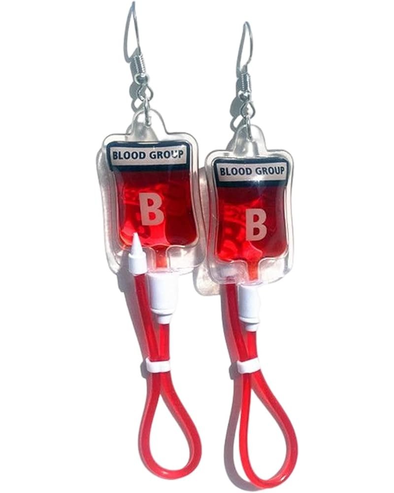 Halloween Earrings for Women, Funny Simulation Plasma Blood Bag Dangle Drop Earrings Blood Type Punk Necklace for Women Girls...