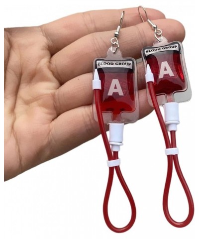 Halloween Earrings for Women, Funny Simulation Plasma Blood Bag Dangle Drop Earrings Blood Type Punk Necklace for Women Girls...