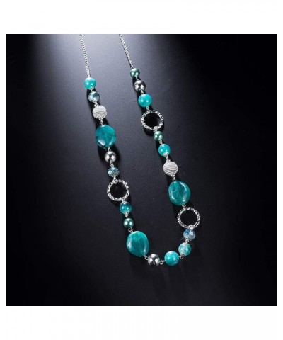 Long Beaded Necklaces For Women - Sweater Chain Fashion Jewelry Necklace Gifts For Women 23-Sea green $10.08 Necklaces